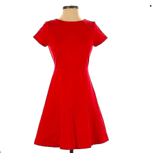 J. Crew Dresses J Crew Red Short Sleeve Skater Dress Poshmark